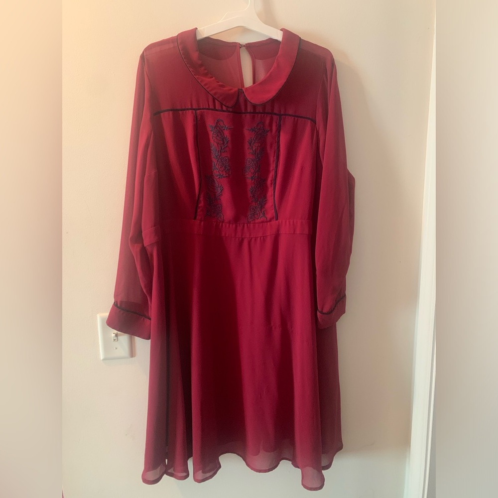 ModCloth long sleeve burgundy dress